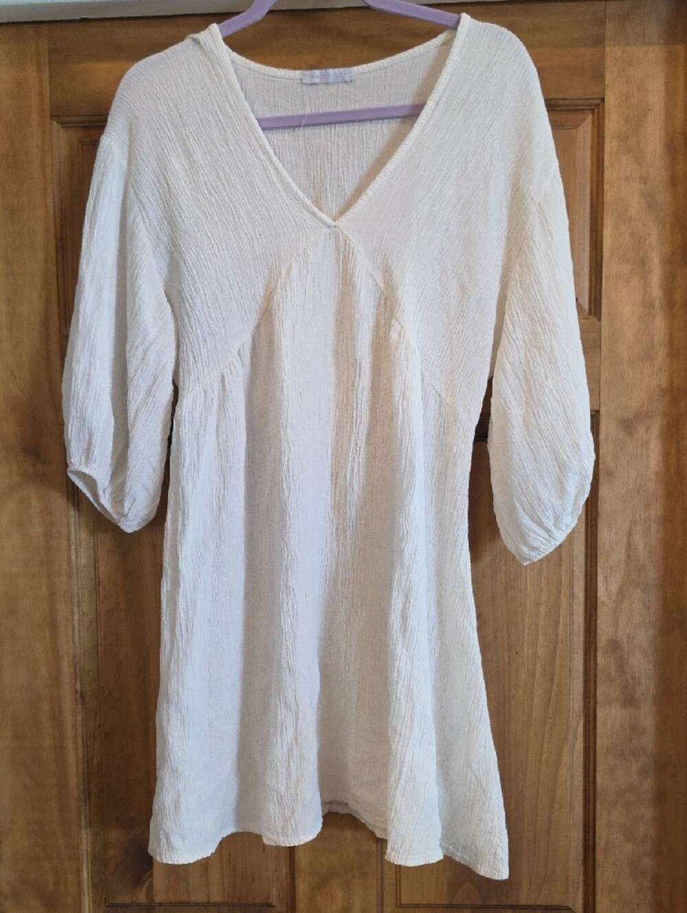 V-Neck Mini Dress in Off-White
